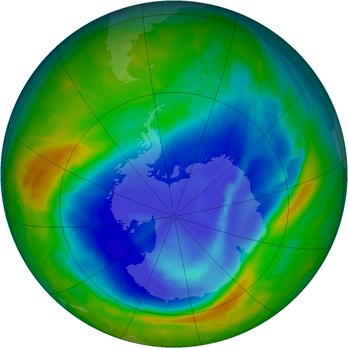 Antarctic ozone map for 10 September 2010